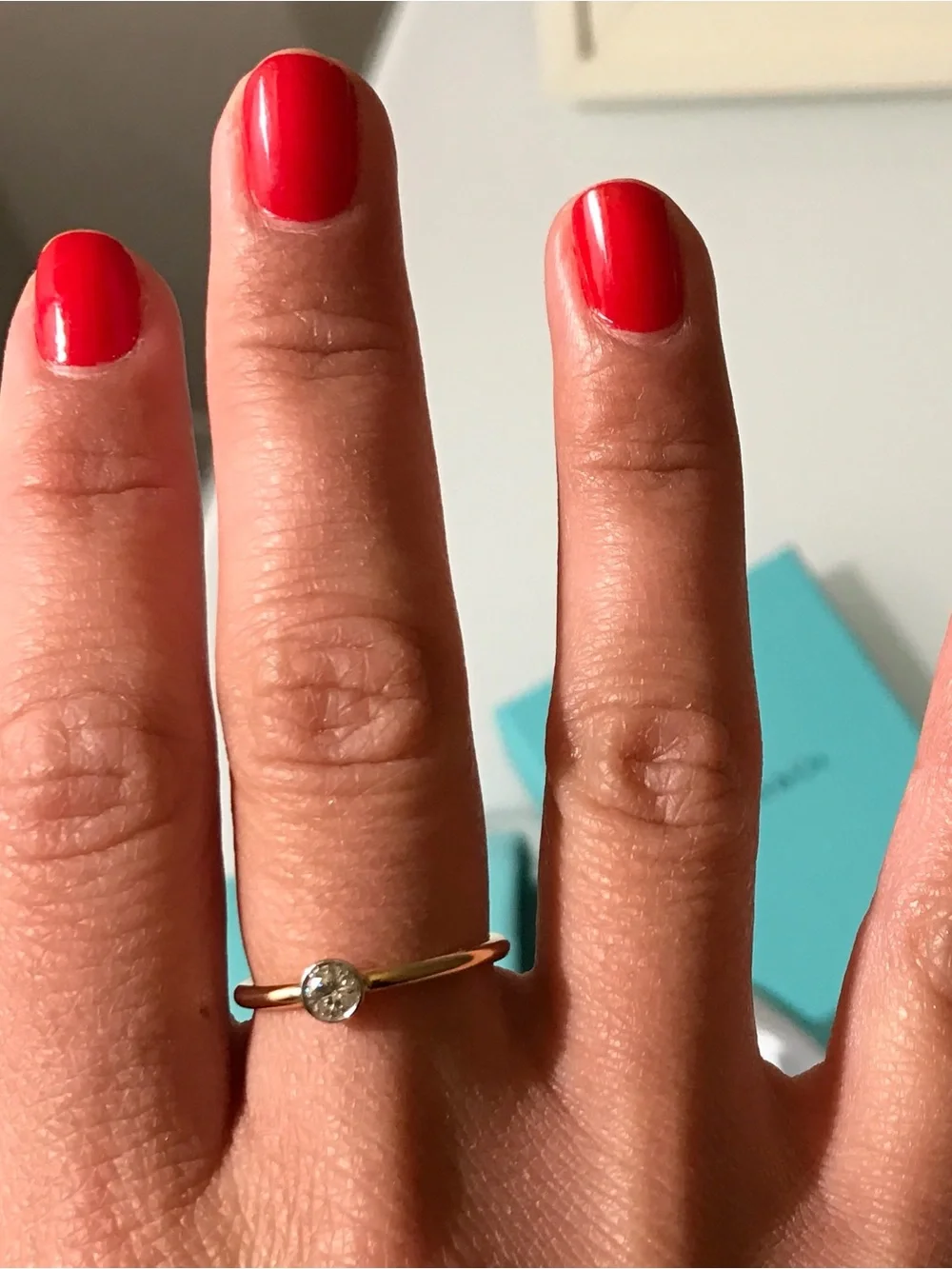 Tiffany & Co. 18k Gold Solitaire Ring with Diamond